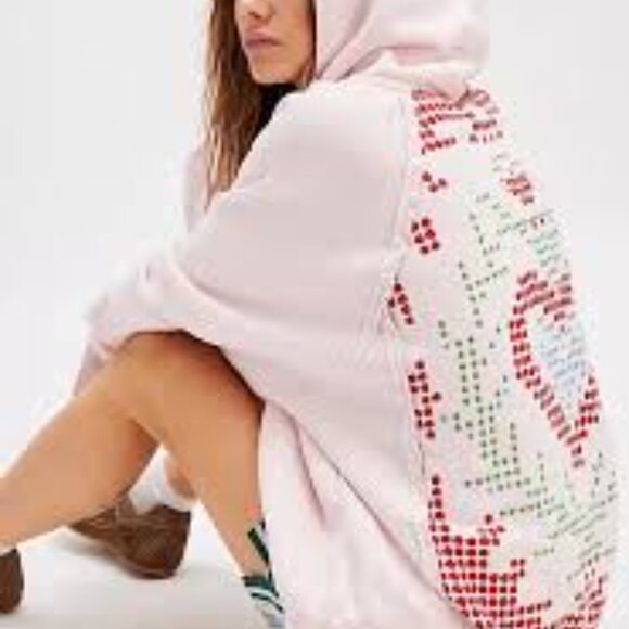 Free People Keepsake Hoodie Sweatshirt Embroidered Oversized XS - Picture 1 of 9